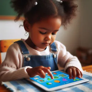 childcare - child engrossed in an educational app